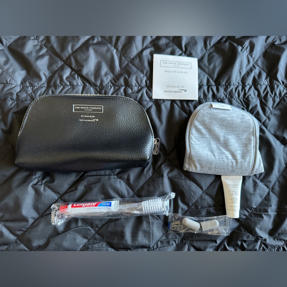 THE WHITE COMPANY for BRITISH‎ AIRWAYS black leather toiletry pouch